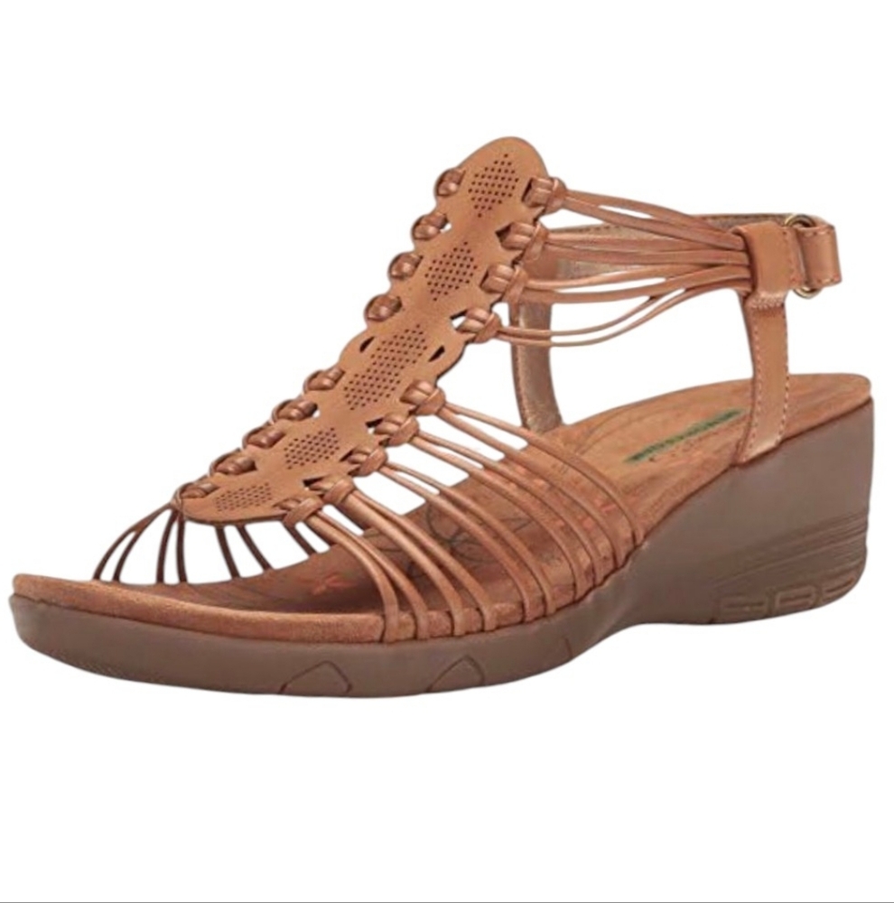 Baretraps Haydin Sandals Strappy Gladiator Wedge Heel Perforated Peachy Pink 7.5